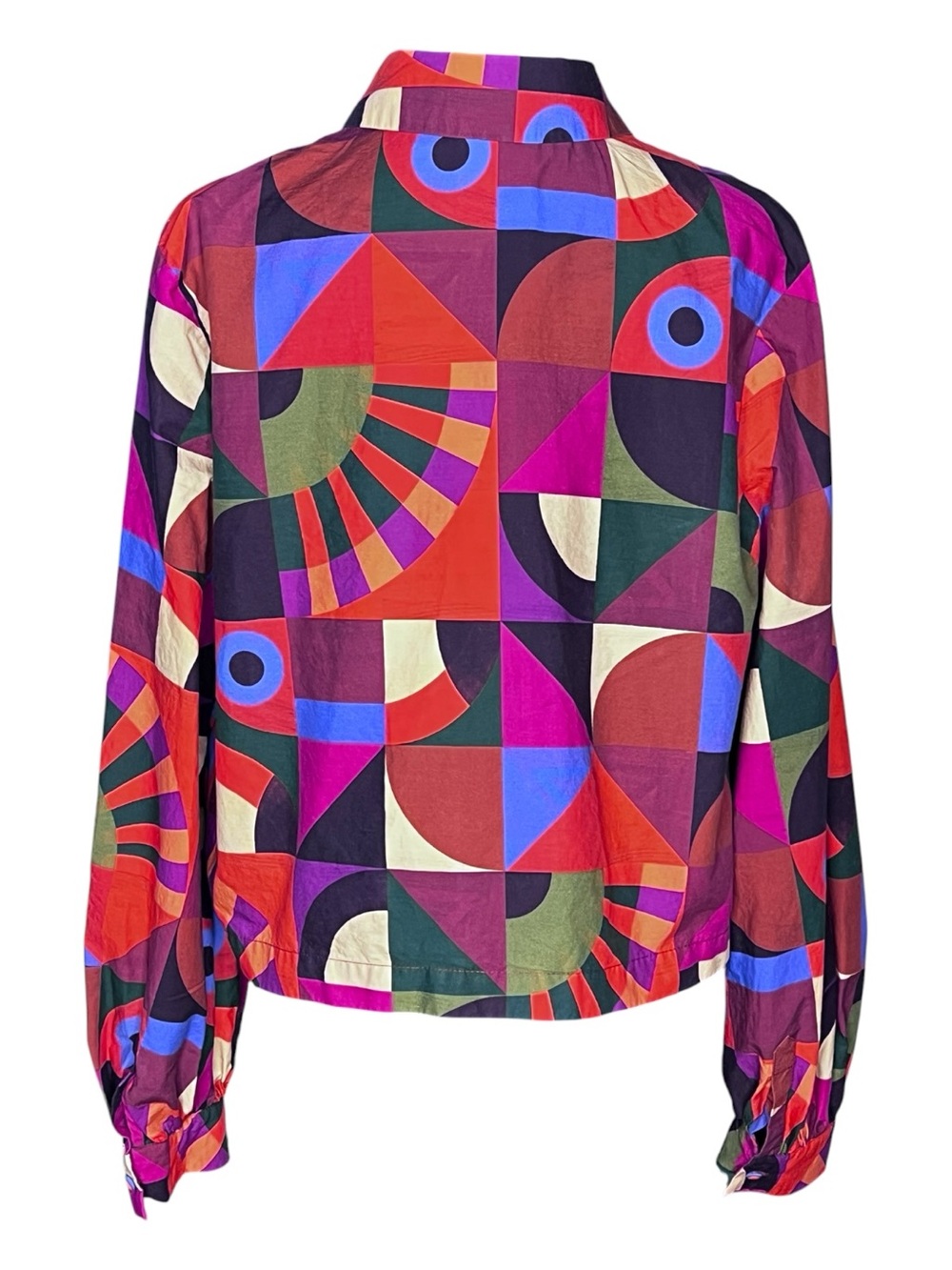 FARM RIO Tropical Geometric Multicolor Print Crop Style Shacket L - Picture 3 of 10